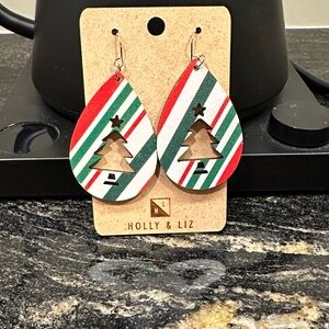 Holiday Tree Earrings - Red, Green, White